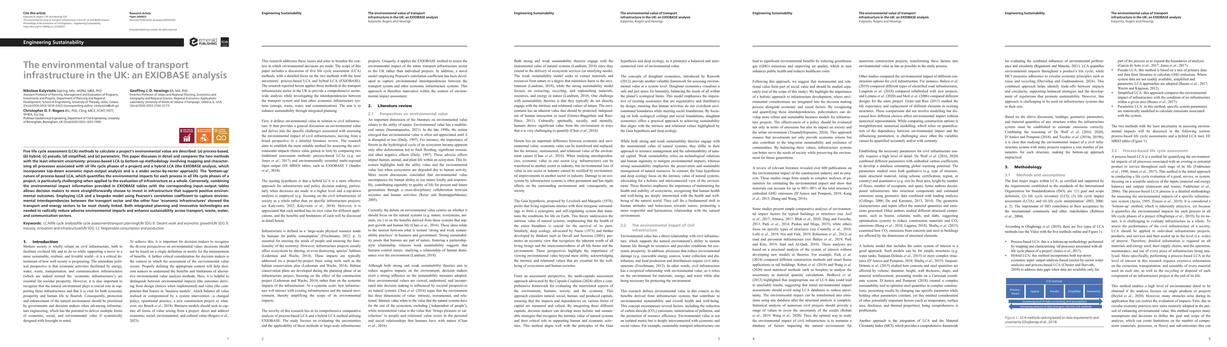 Thumbnail for The environmental value of transport infrastructure in the UK: an
  EXIOBASE analysis