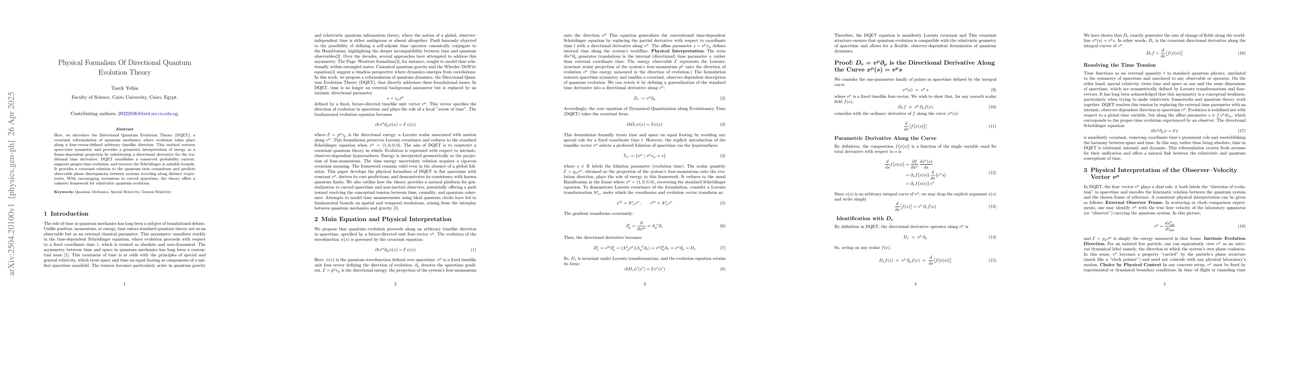 Thumbnail for Physical Formalism Of Directional Quantum Evolution Theory