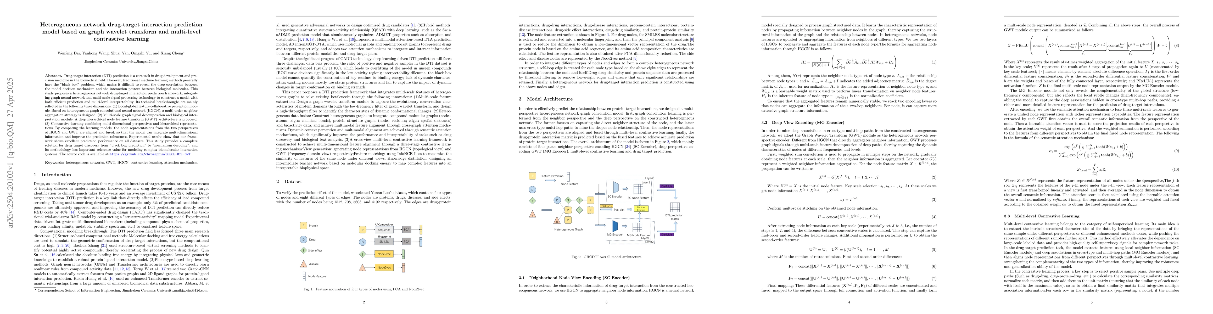Thumbnail for Heterogeneous network drug-target interaction prediction model based on
  graph wavelet transform and multi-level contrastive learning