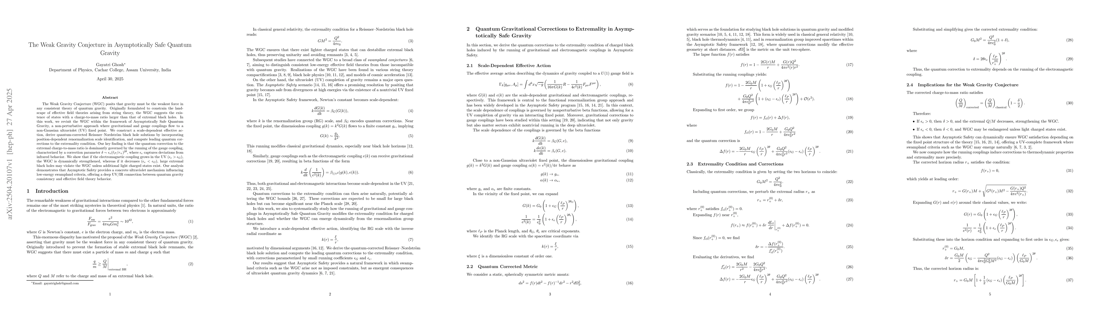 Thumbnail for The Weak Gravity Conjecture in Asymptotically Safe Quantum Gravity