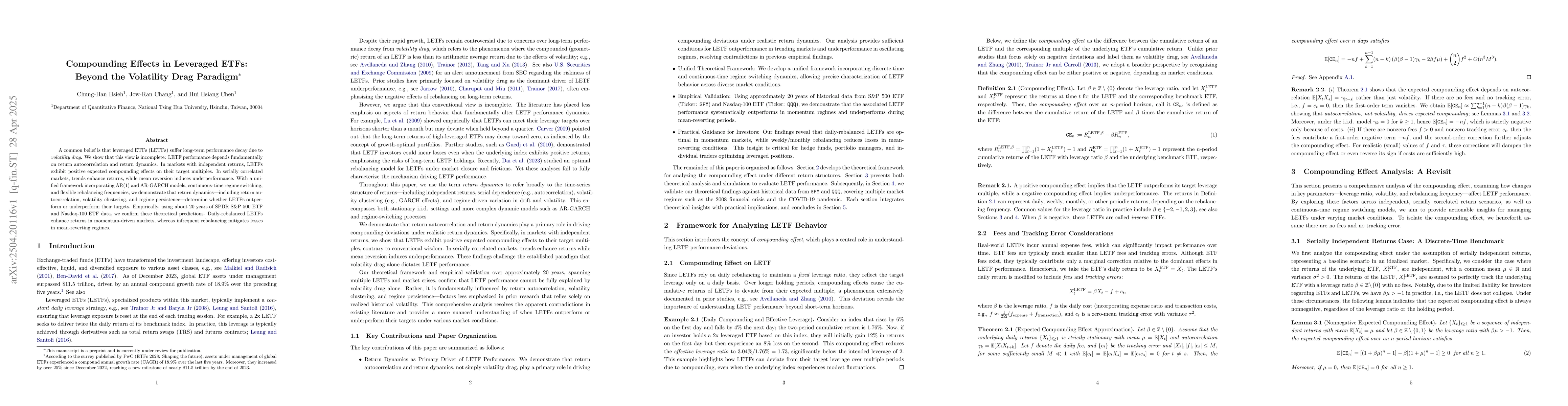 Thumbnail for Compounding Effects in Leveraged ETFs: Beyond the Volatility Drag
  Paradigm