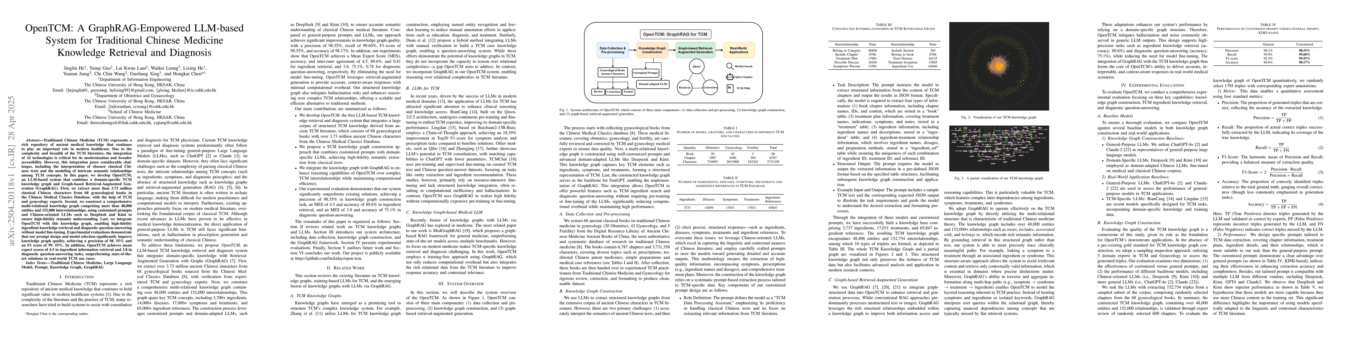 Thumbnail for OpenTCM: A GraphRAG-Empowered LLM-based System for Traditional Chinese
  Medicine Knowledge Retrieval and Diagnosis