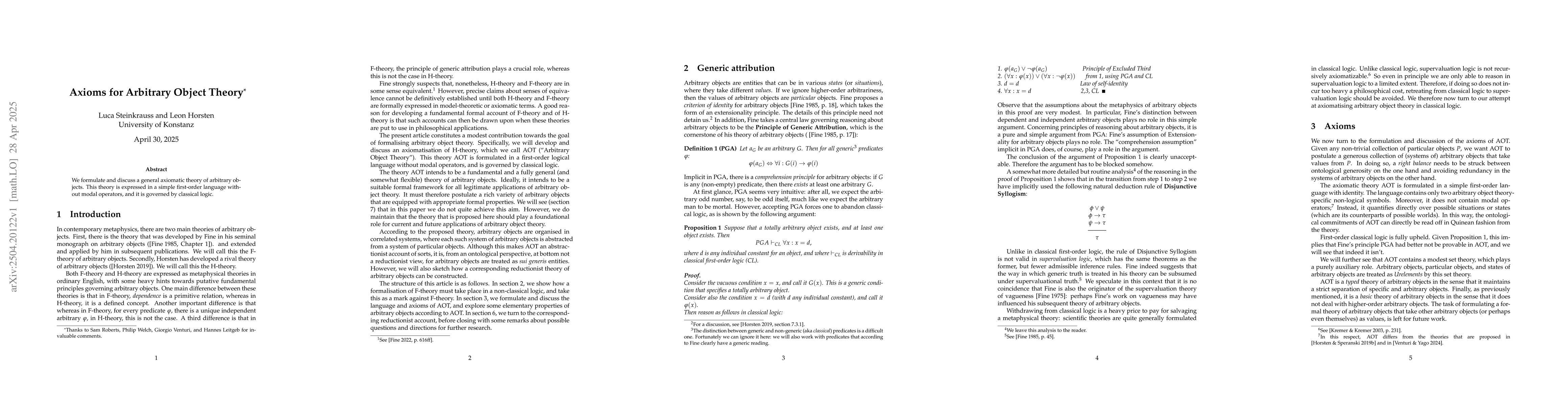 Thumbnail for Axioms for Arbitrary Object Theory