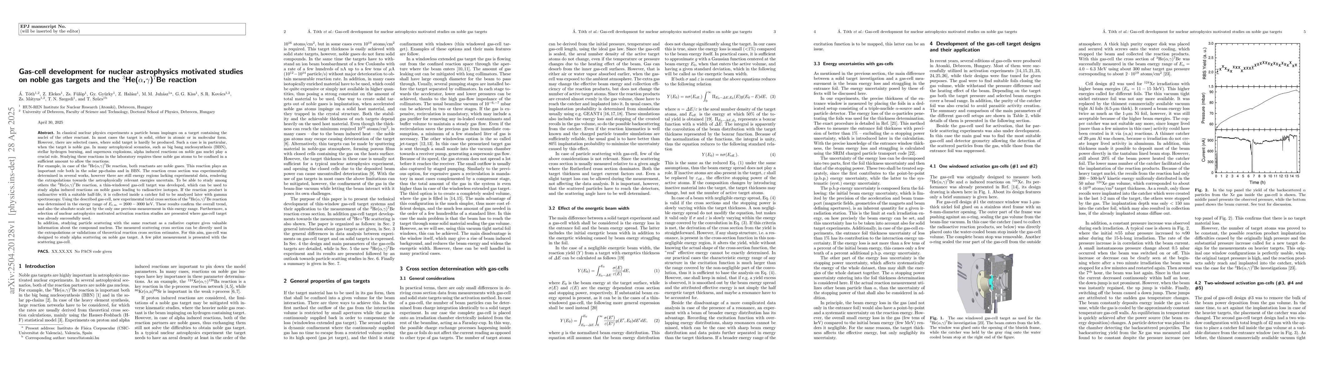 Thumbnail for Gas-cell development for nuclear astrophysics motivated studies on noble
  gas targets and the $^3$He($α$,$γ$)$^7$Be reaction