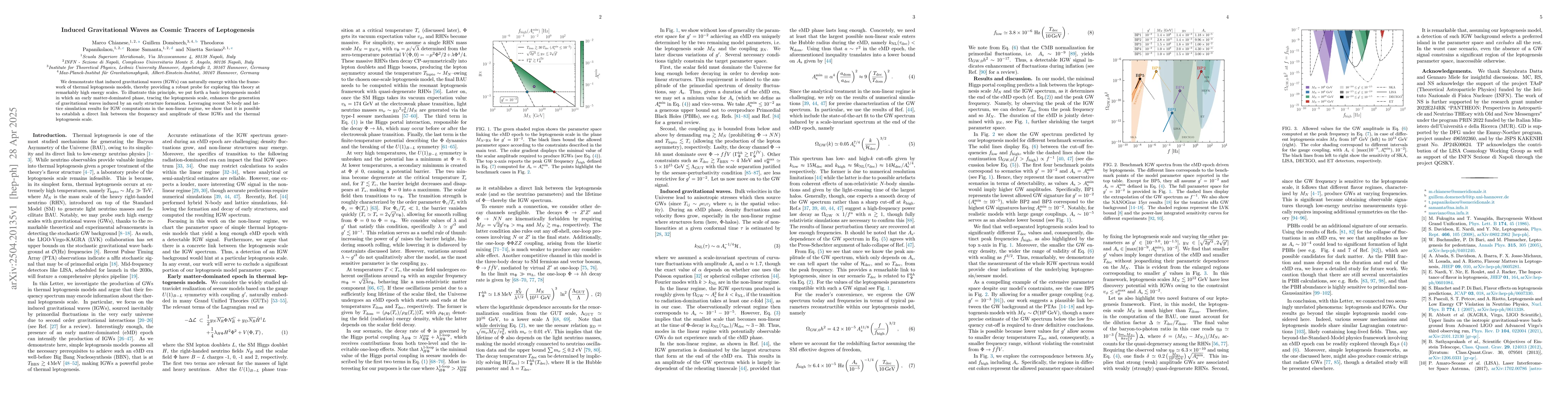 Thumbnail for Induced Gravitational Waves as Cosmic Tracers of Leptogenesis