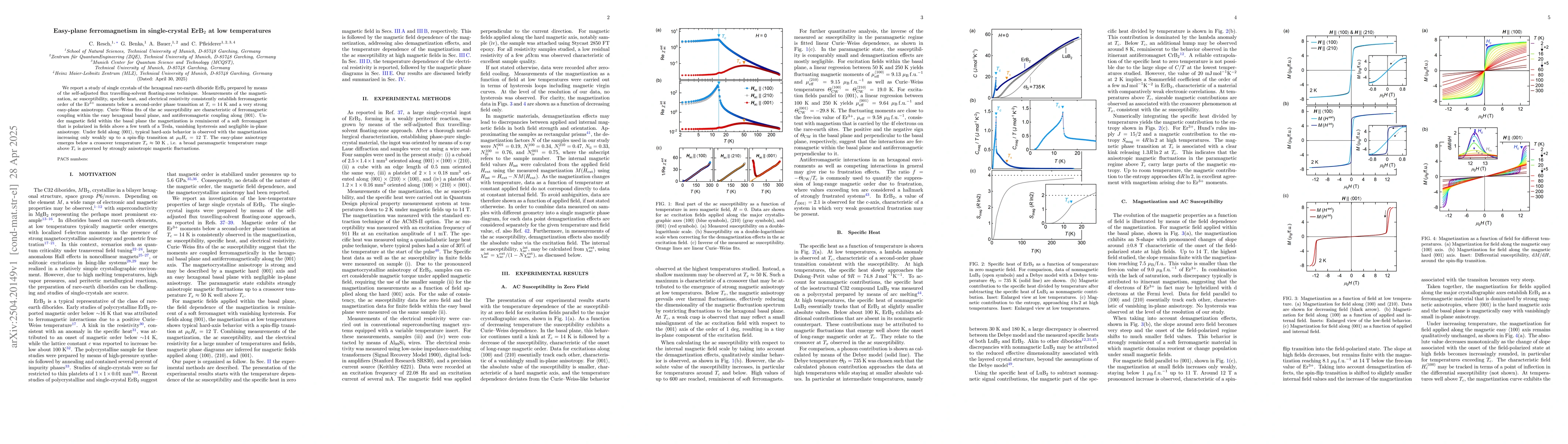 Thumbnail for Easy-plane ferromagnetism in single-crystal ErB$_{2}$ at low
  temperatures