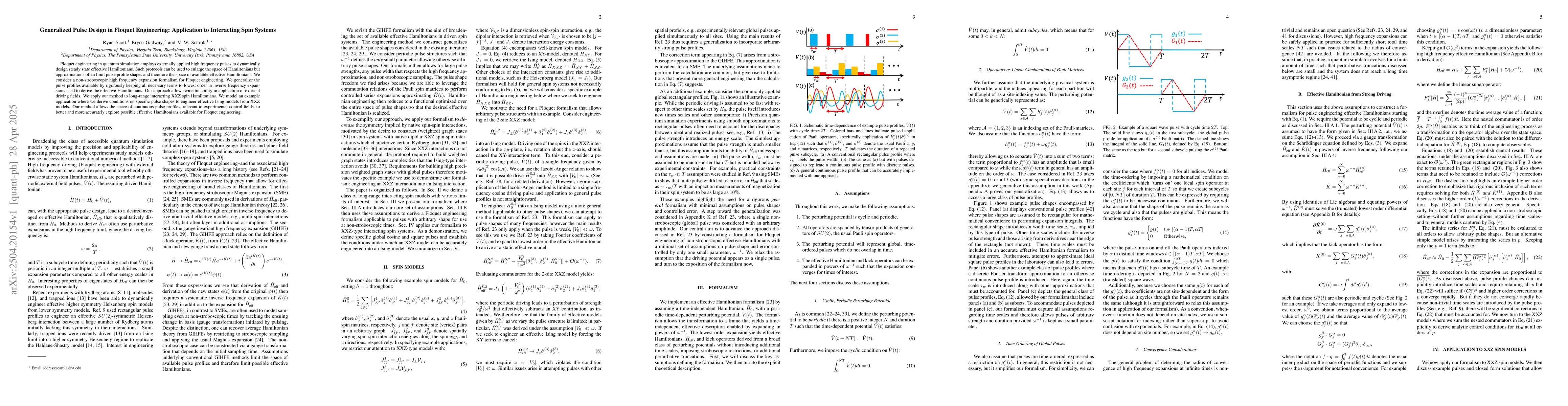Thumbnail for Generalized Pulse Design in Floquet Engineering: Application to
  Interacting Spin Systems