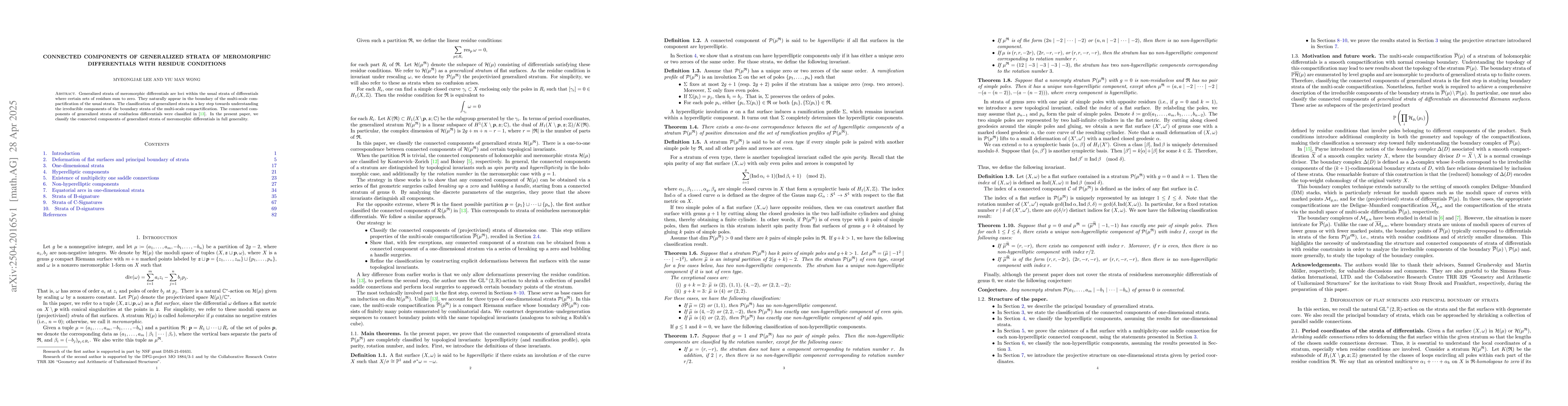 Thumbnail for Connected components of generalized strata of meromorphic differentials
  with residue conditions