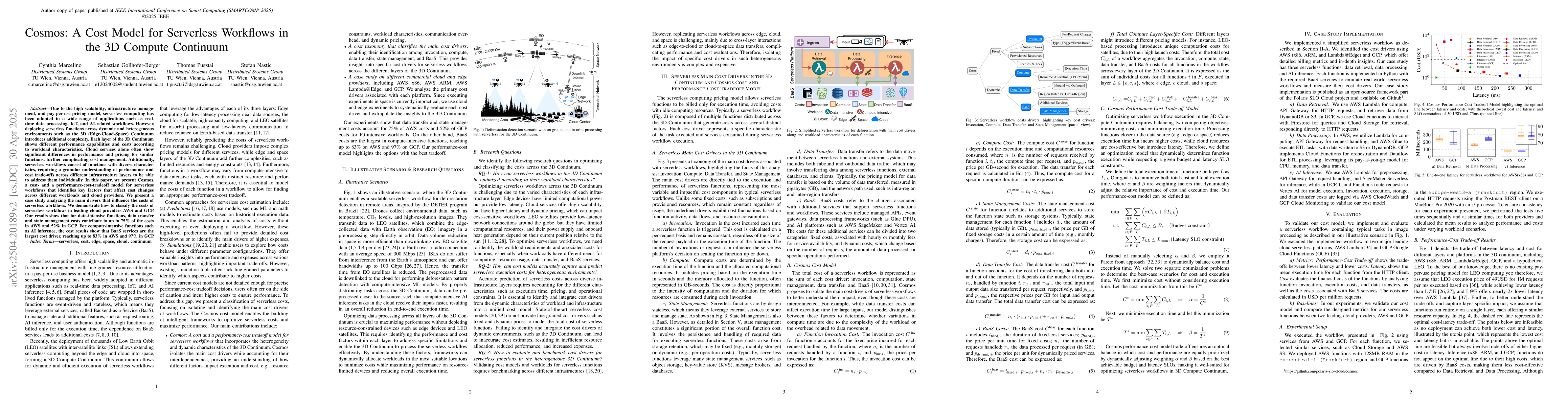 Thumbnail for Cosmos: A Cost Model for Serverless Workflows in the 3D Compute
  Continuum