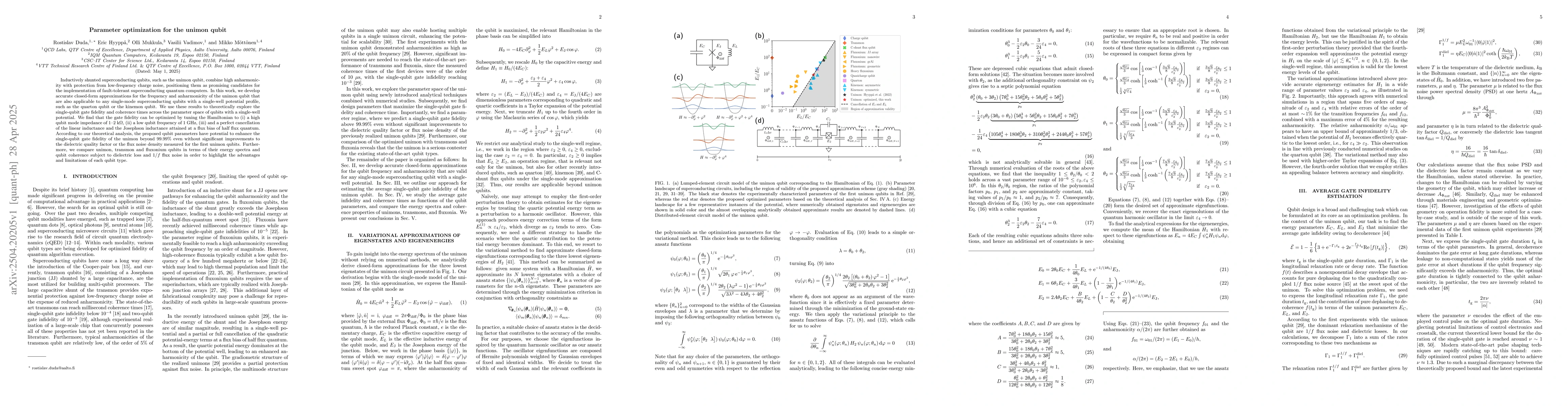 Thumbnail for Parameter optimization for the unimon qubit