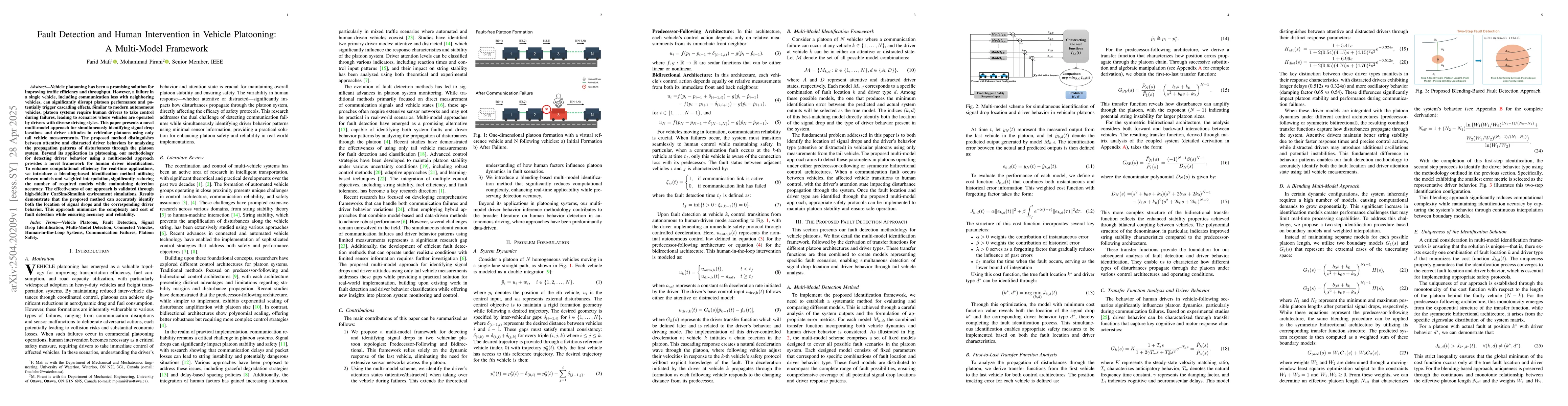 Thumbnail for Fault Detection and Human Intervention in Vehicle Platooning: A
  Multi-Model Framework