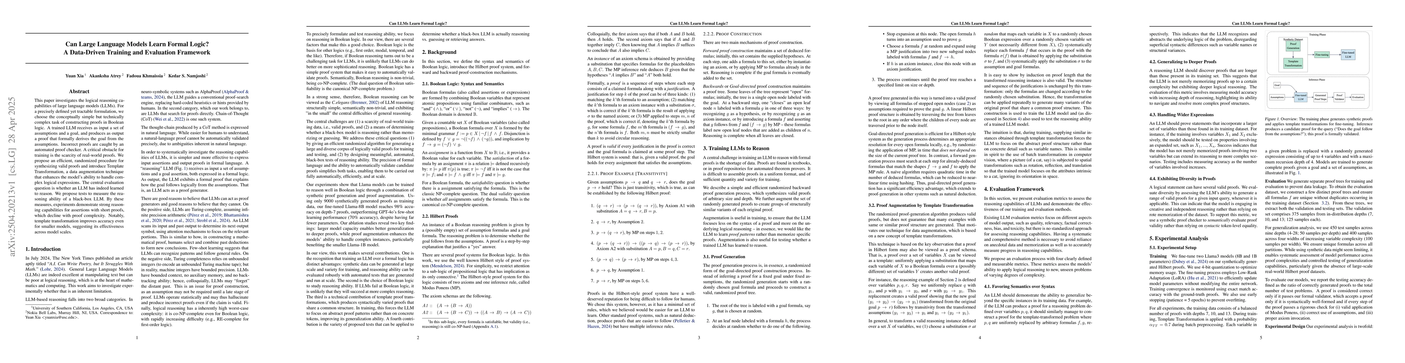 Thumbnail for Can Large Language Models Learn Formal Logic? A Data-Driven Training and
  Evaluation Framework
