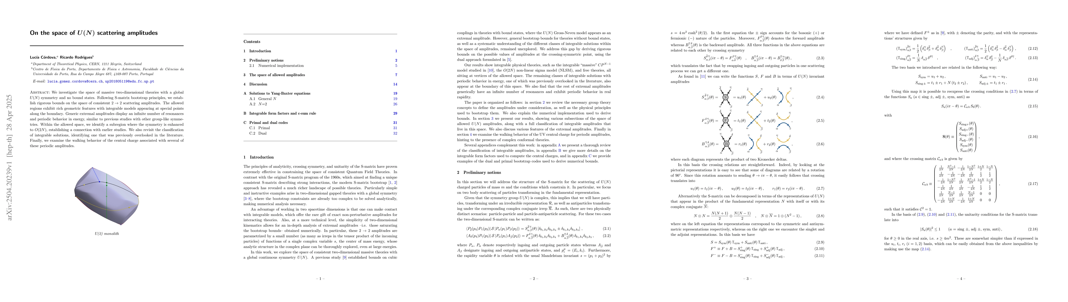 Thumbnail for On the space of U(N) scattering amplitudes