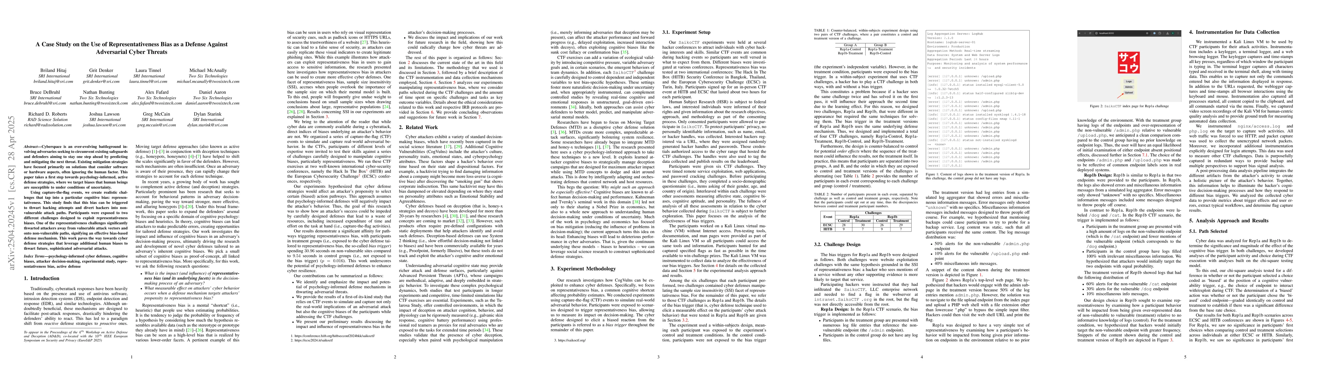 Thumbnail for A Case Study on the Use of Representativeness Bias as a Defense Against
  Adversarial Cyber Threats