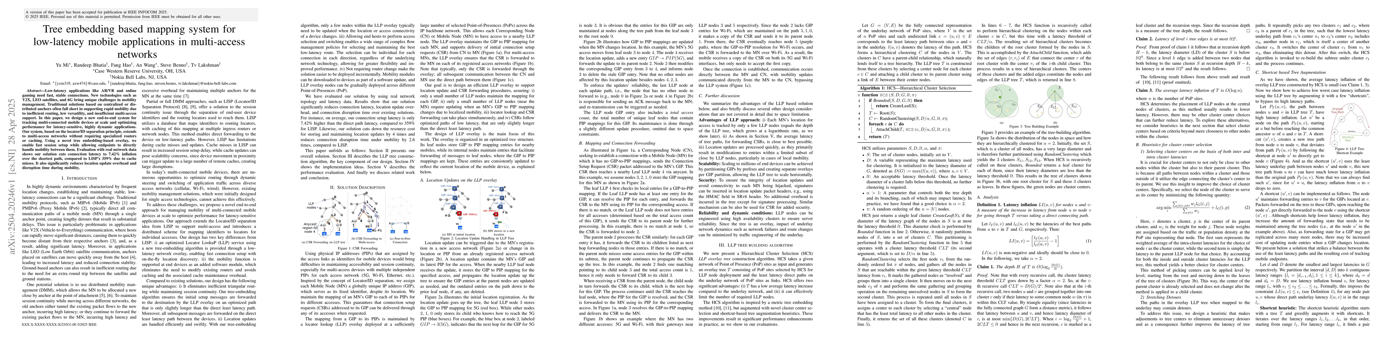 Thumbnail for Tree embedding based mapping system for low-latency mobile applications
  in multi-access networks