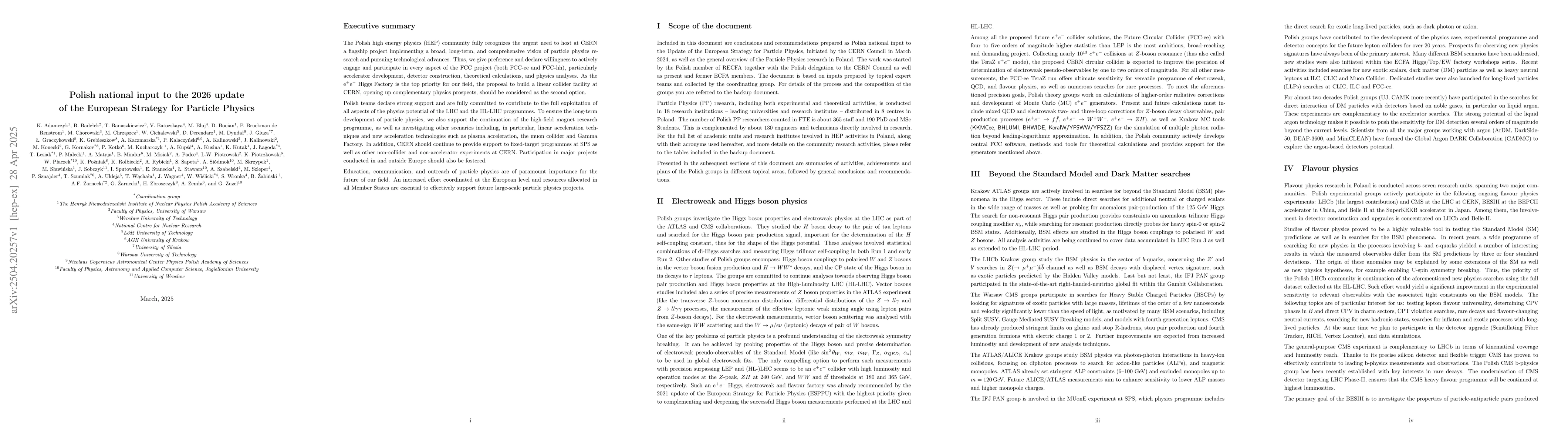 Thumbnail for Polish national input to the 2026 update of the European Strategy for
  Particle Physics