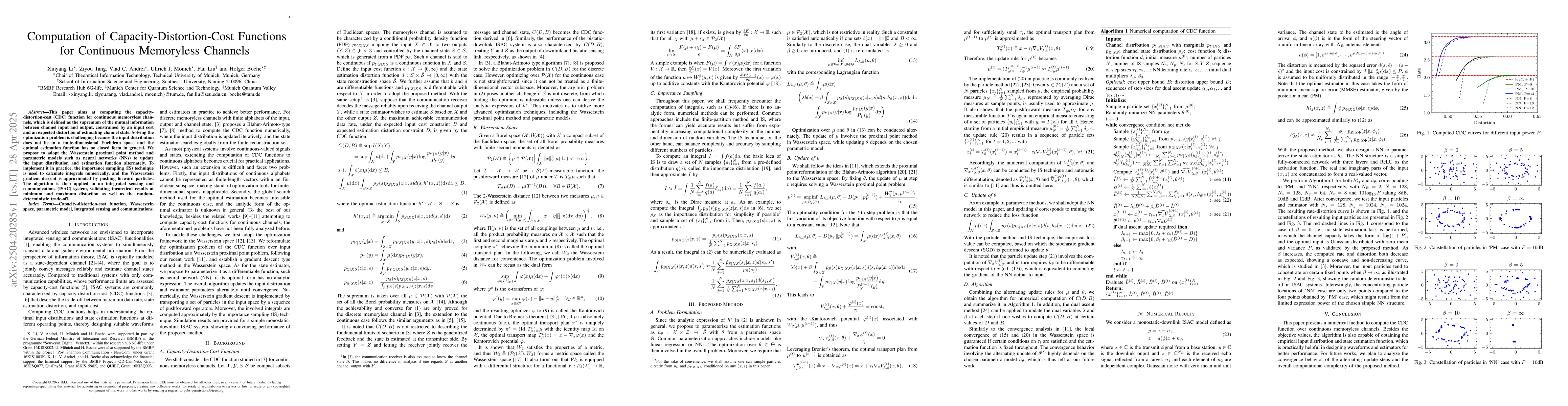 Thumbnail for Computation of Capacity-Distortion-Cost Functions for Continuous
  Memoryless Channels