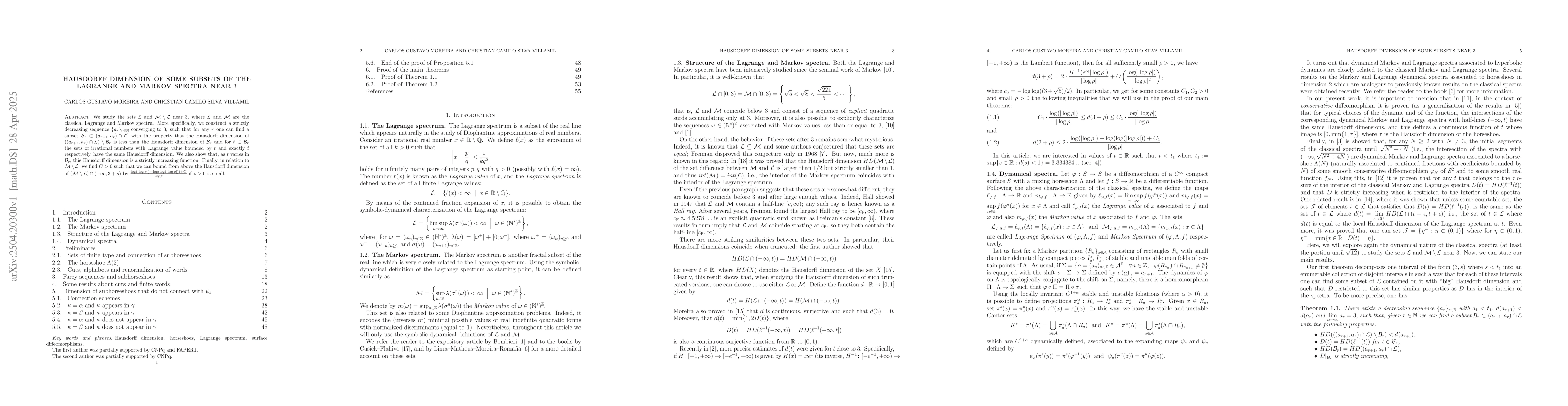 Thumbnail for Hausdorff dimension of some subsets of the Lagrange and Markov spectra
  near $3$
