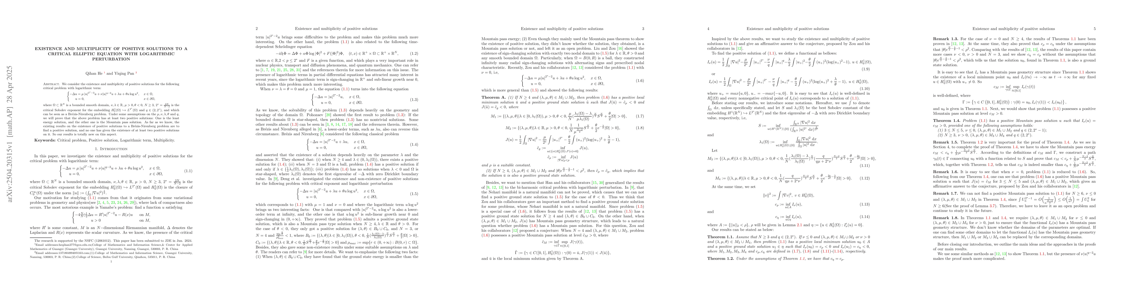 Thumbnail for Existence and multiplicity of positive solutions to a critical elliptic
  equation with logarithmic perturbation