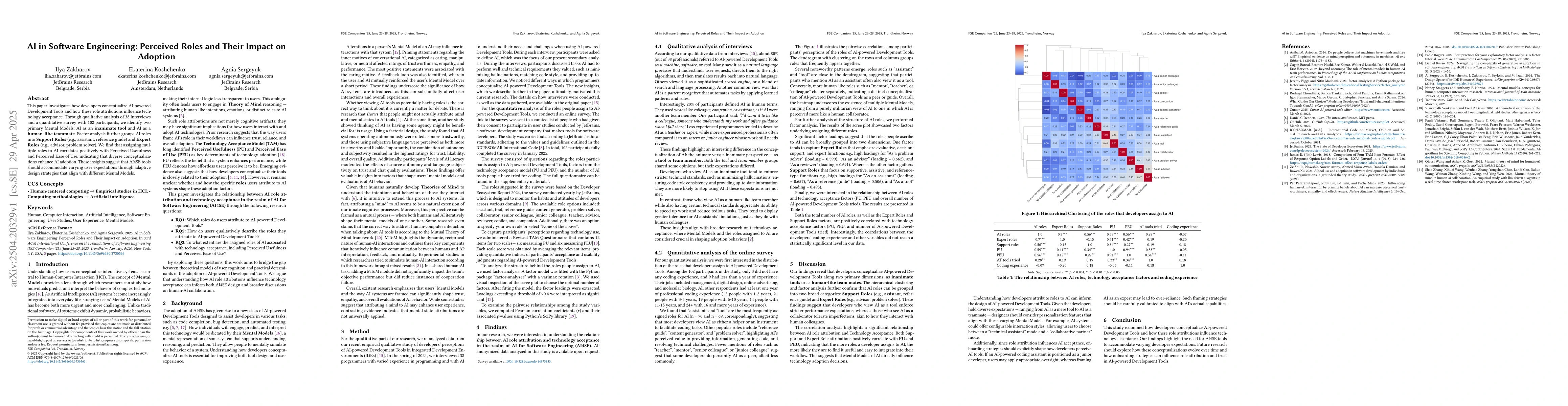 Thumbnail for AI in Software Engineering: Perceived Roles and Their Impact on Adoption