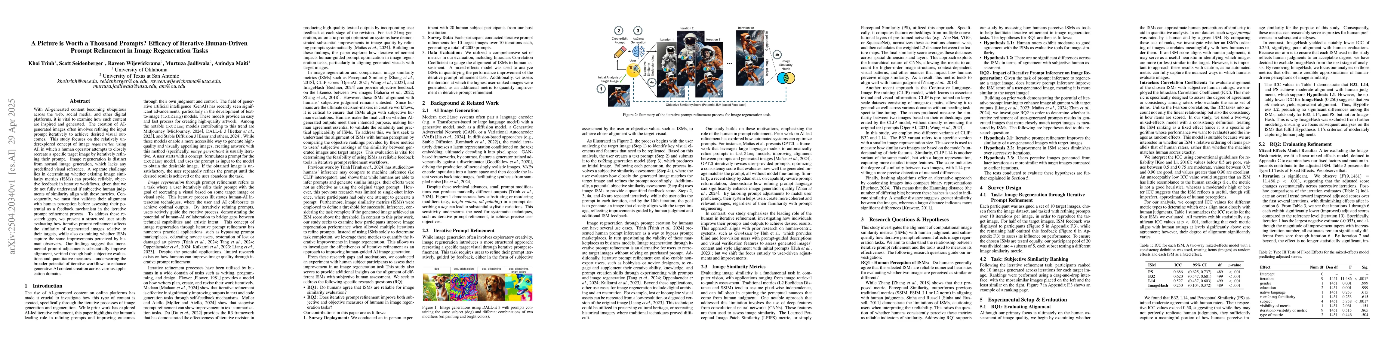 Thumbnail for A Picture is Worth a Thousand Prompts? Efficacy of Iterative
  Human-Driven Prompt Refinement in Image Regeneration Tasks
