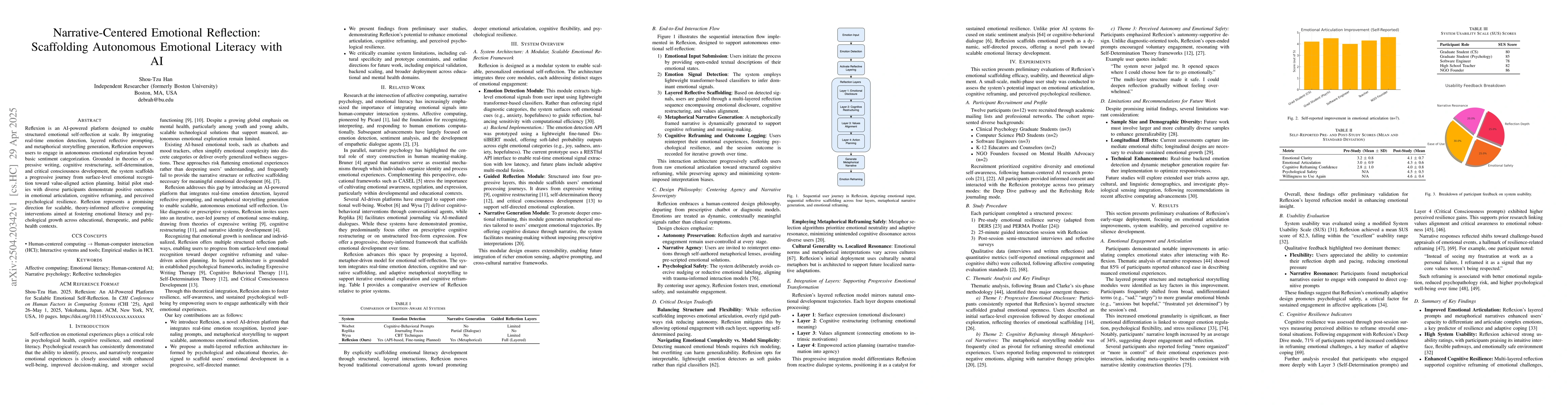 Thumbnail for Narrative-Centered Emotional Reflection: Scaffolding Autonomous
  Emotional Literacy with AI