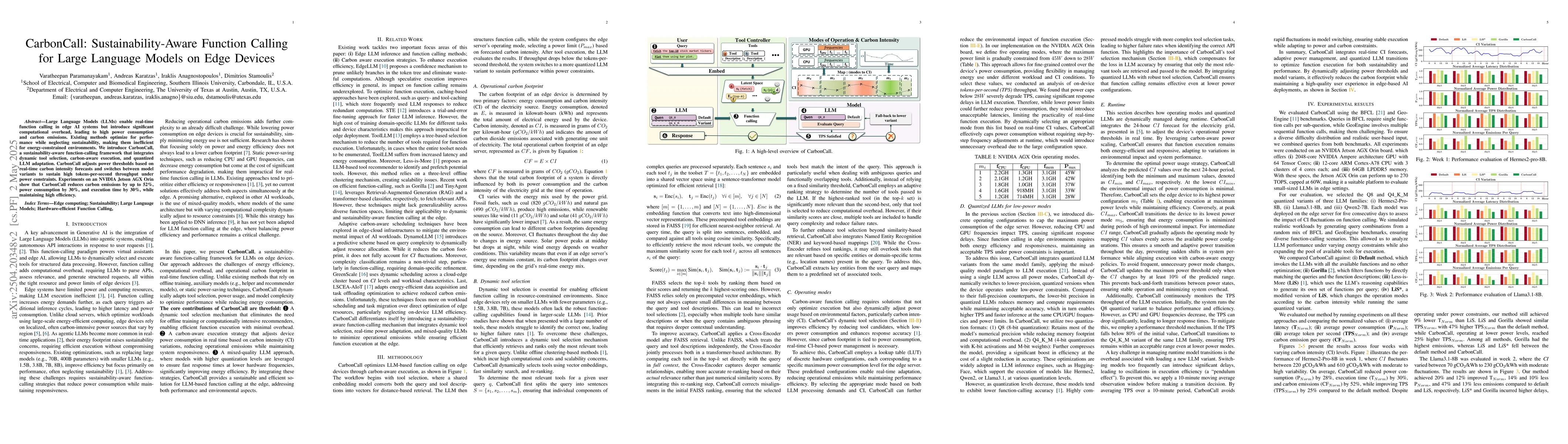 Thumbnail for CarbonCall: Sustainability-Aware Function Calling for Large Language
  Models on Edge Devices