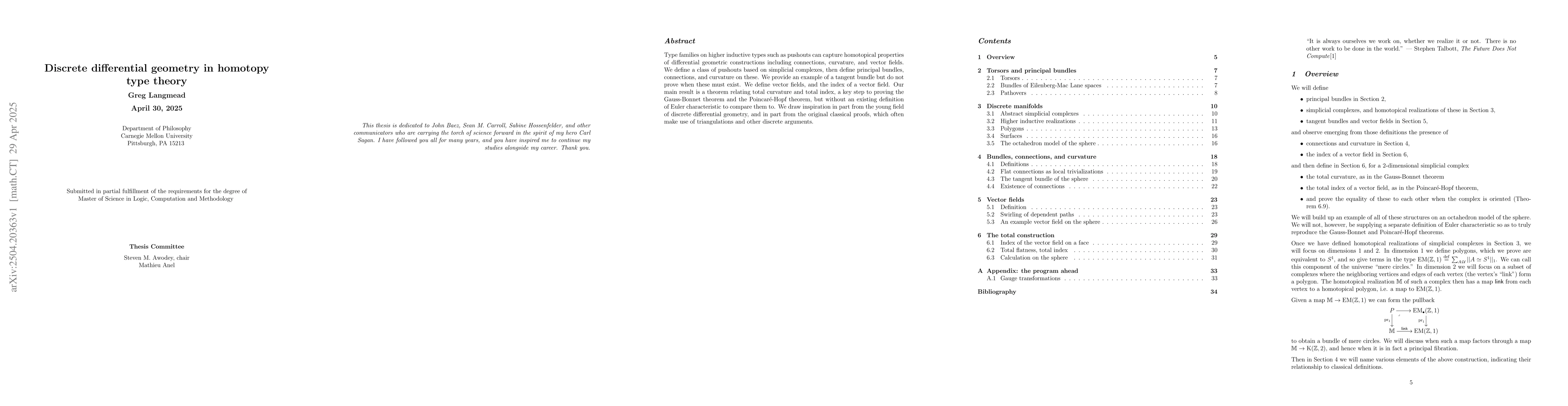 Thumbnail for Discrete differential geometry in homotopy type theory