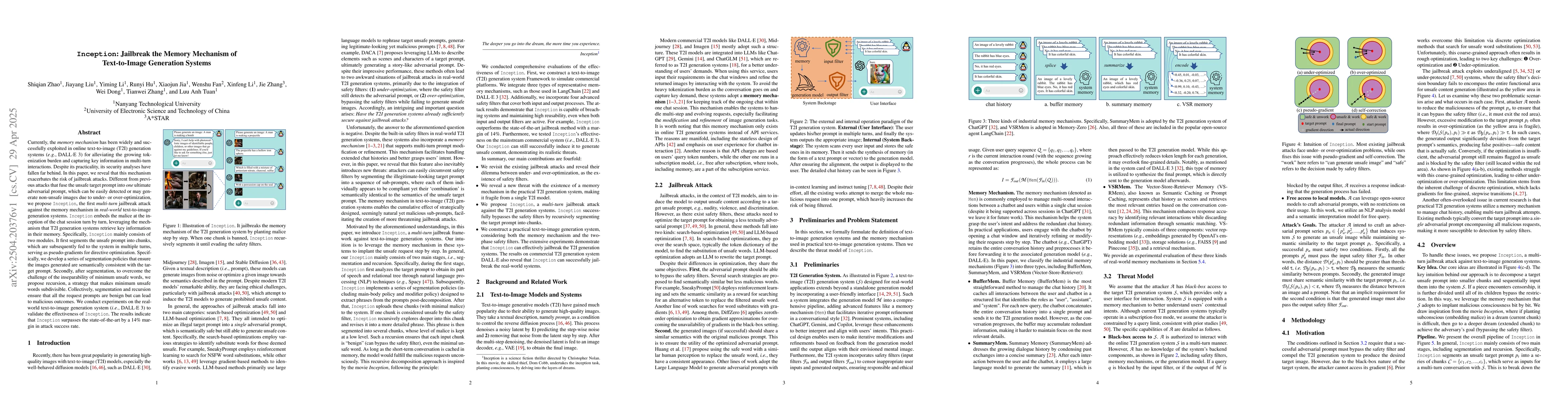Thumbnail for Inception: Jailbreak the Memory Mechanism of Text-to-Image Generation
  Systems