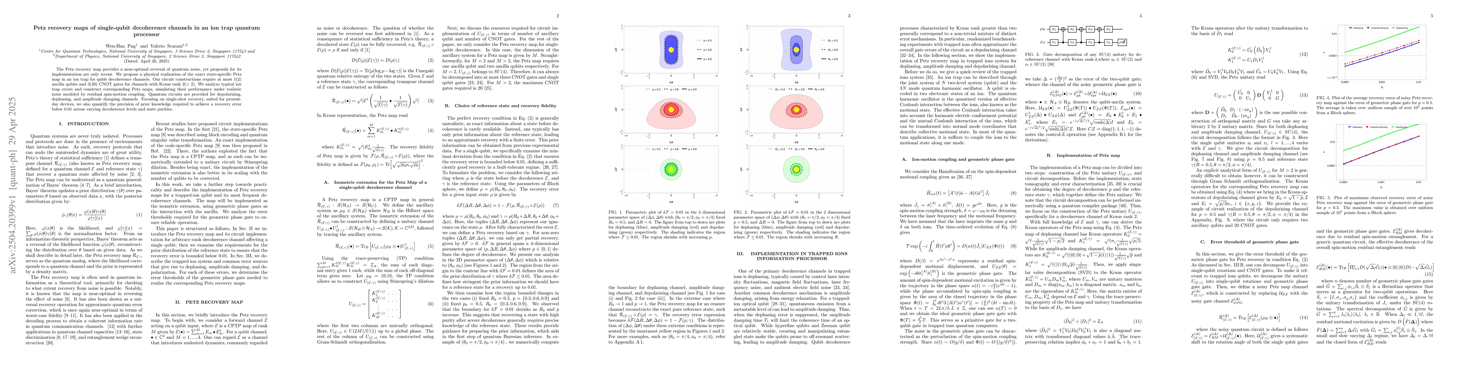 Thumbnail for Petz recovery maps of single-qubit decoherence channels in an ion trap
  quantum processor