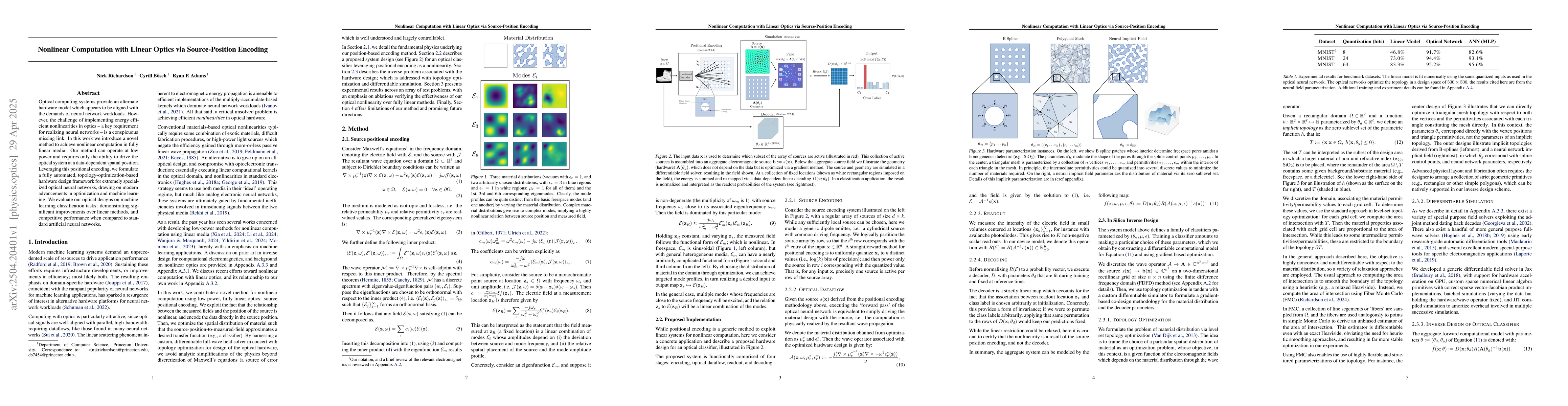 Thumbnail for Nonlinear Computation with Linear Optics via Source-Position Encoding