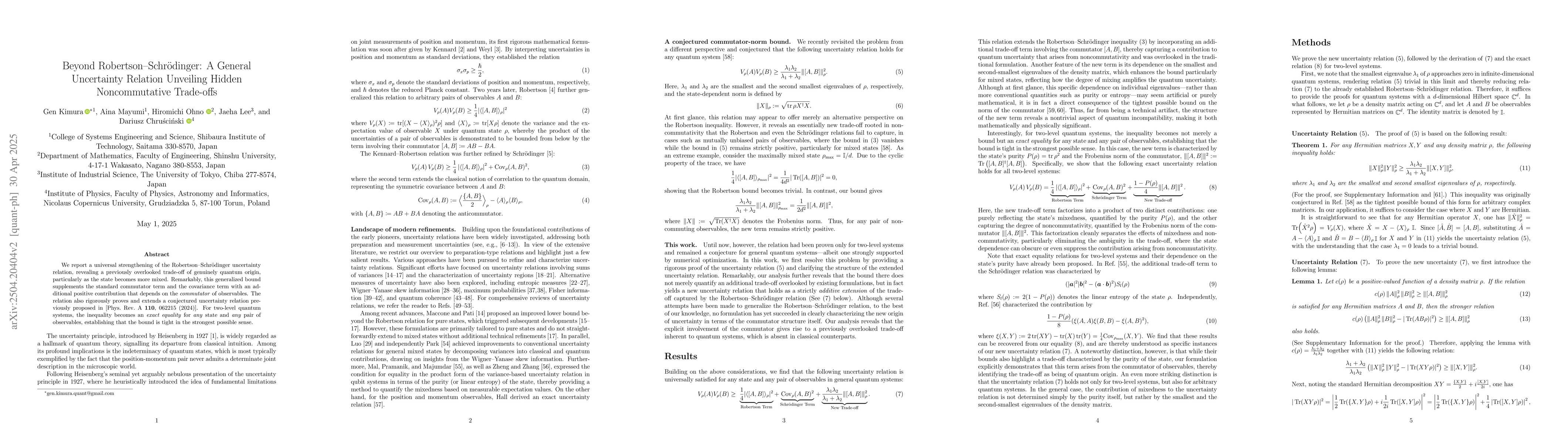 Thumbnail for Beyond Robertson-Schrödinger: A General Uncertainty Relation Unveiling
  Hidden Noncommutative Trade-offs