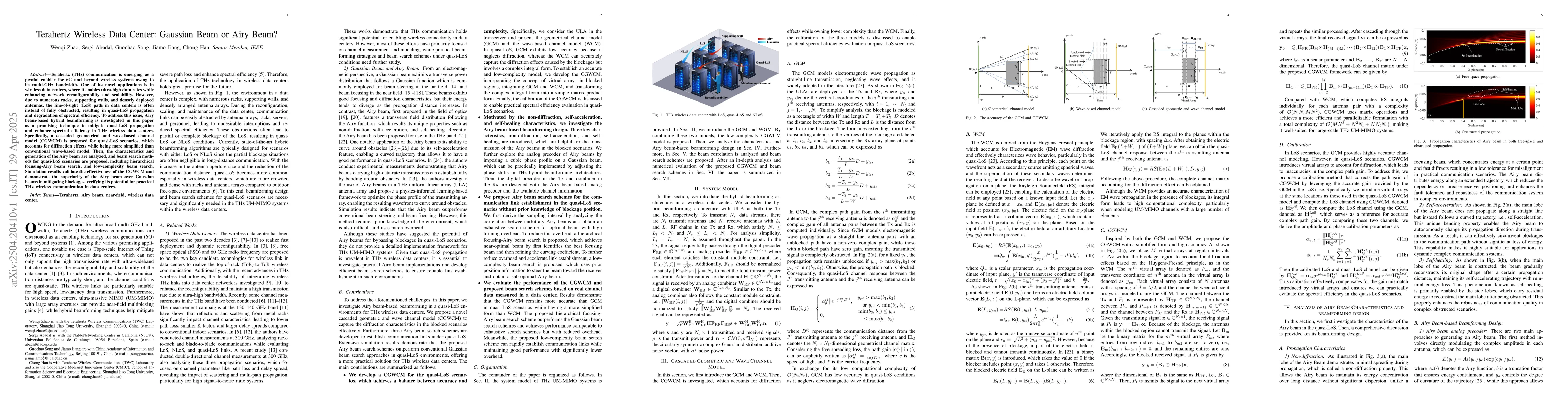 Thumbnail for Terahertz Wireless Data Center: Gaussian Beam or Airy Beam?