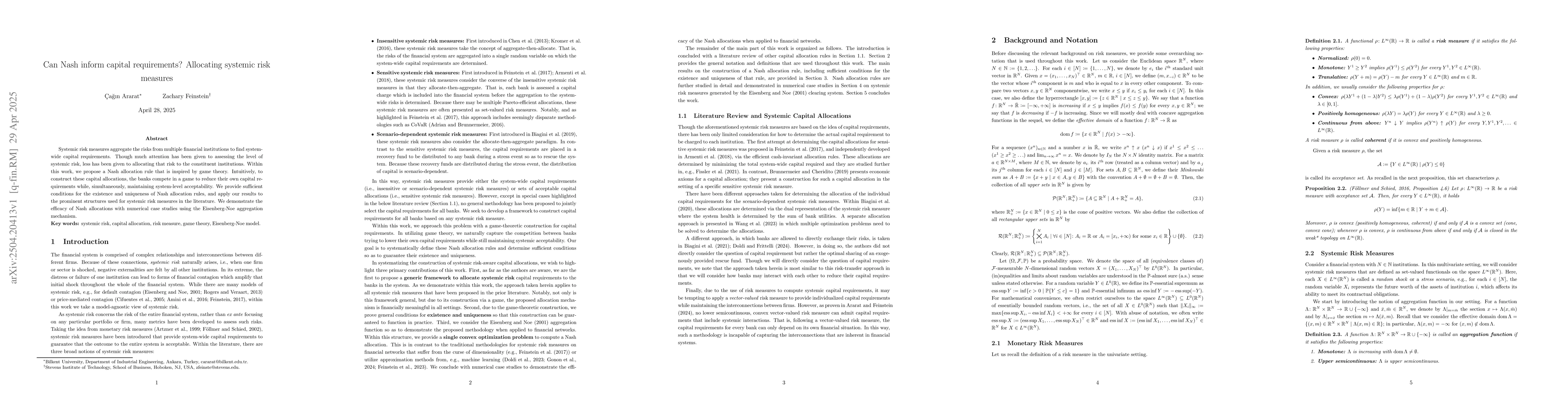 Thumbnail for Can Nash inform capital requirements? Allocating systemic risk measures