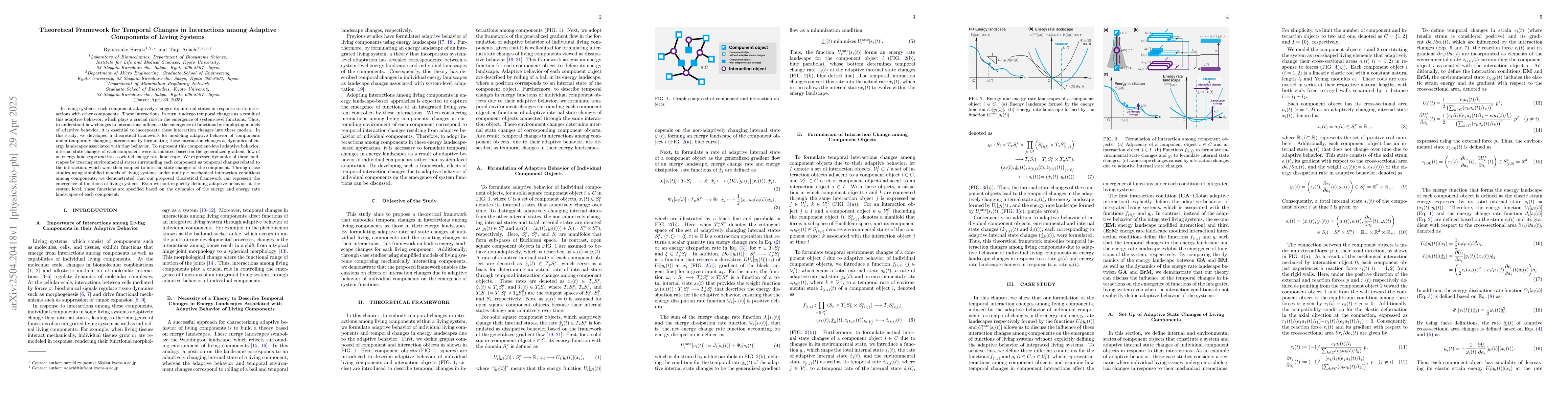 Thumbnail for Theoretical Framework for Temporal Changes in Interactions among
  Adaptive Components of Living Systems