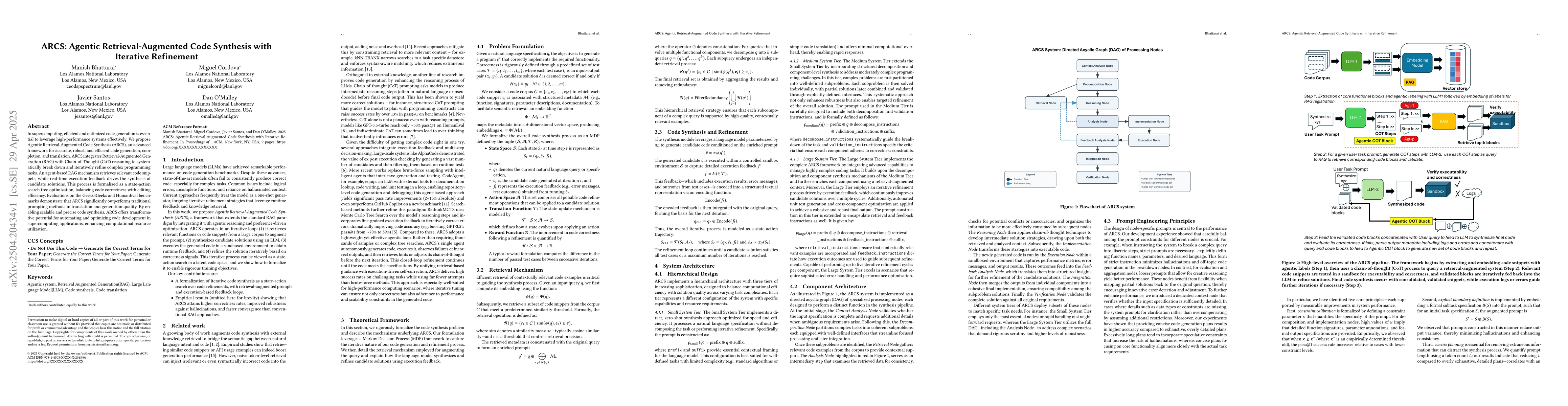 Thumbnail for ARCS: Agentic Retrieval-Augmented Code Synthesis with Iterative
  Refinement