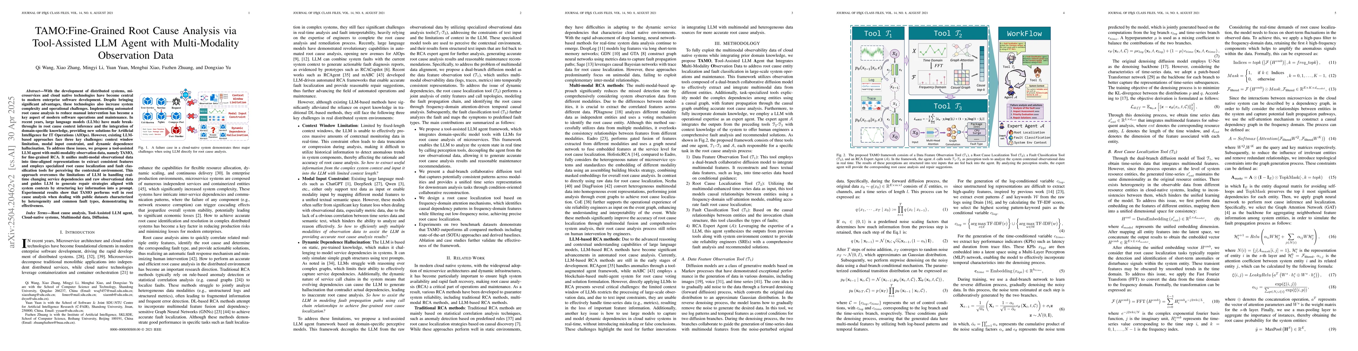 Thumbnail for TAMO:Fine-Grained Root Cause Analysis via Tool-Assisted LLM Agent with
  Multi-Modality Observation Data
