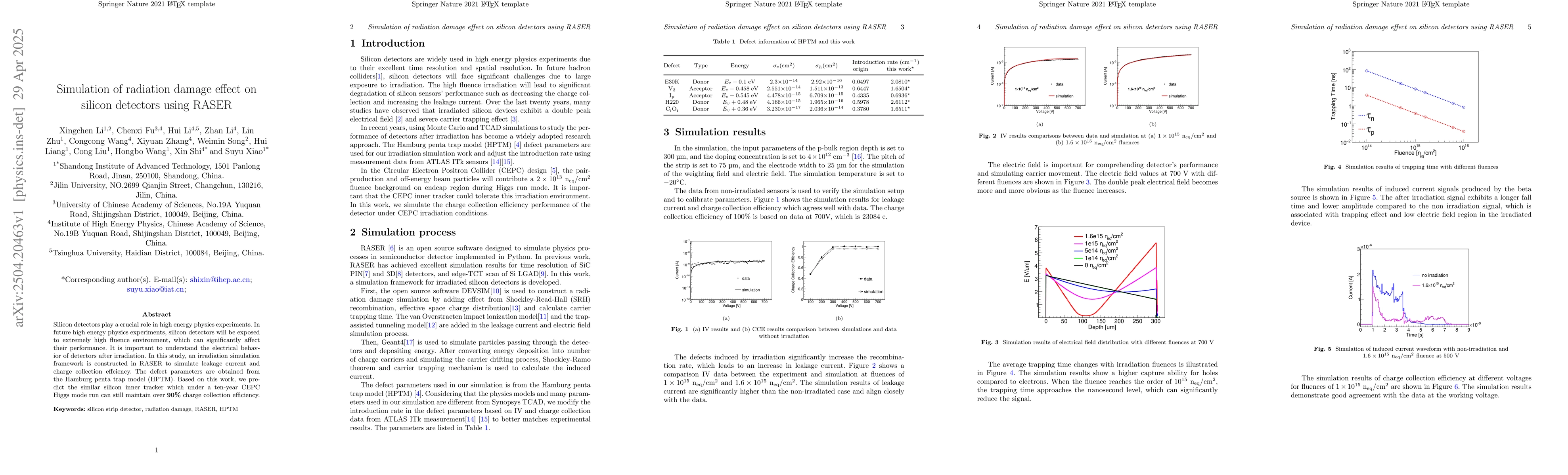 Thumbnail for Simulation of radiation damage effect on silicon detectors using RASER
