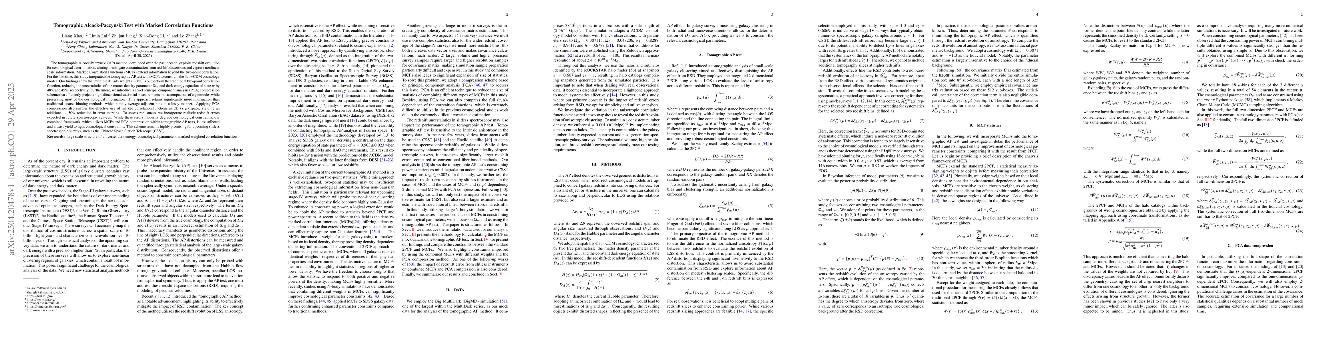 Thumbnail for Tomographic Alcock-Paczynski Test with Marked Correlation Functions