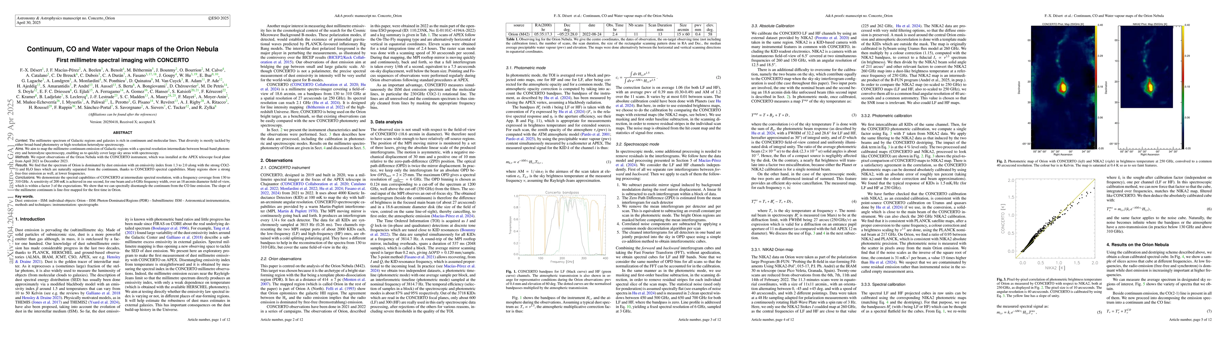 Thumbnail for Continuum, CO and Water vapour maps of the Orion Nebula. First
  millimetre spectral imaging with Concerto