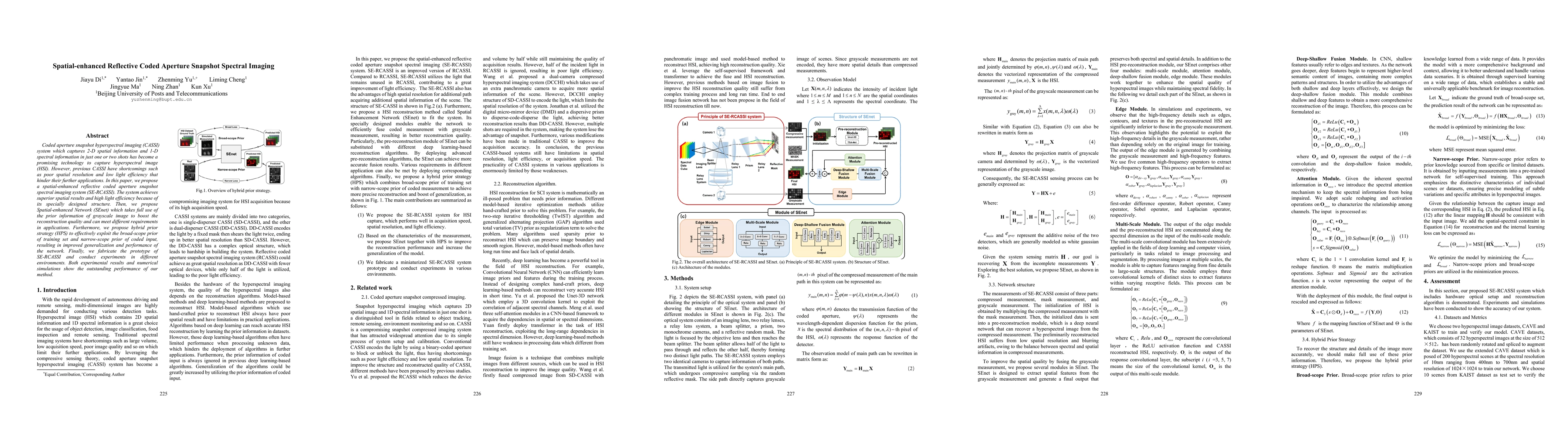 Thumbnail for Spatial-enhanced Reflective Coded Aperture Snapshot Spectral Imaging