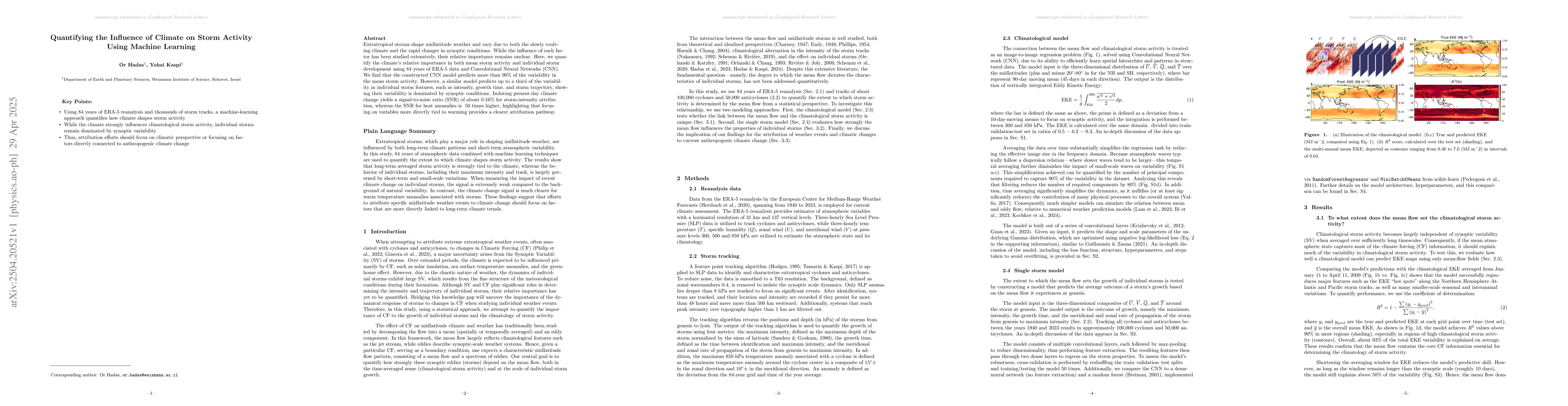 Thumbnail for Quantifying the Influence of Climate on Storm Activity Using Machine
  Learning