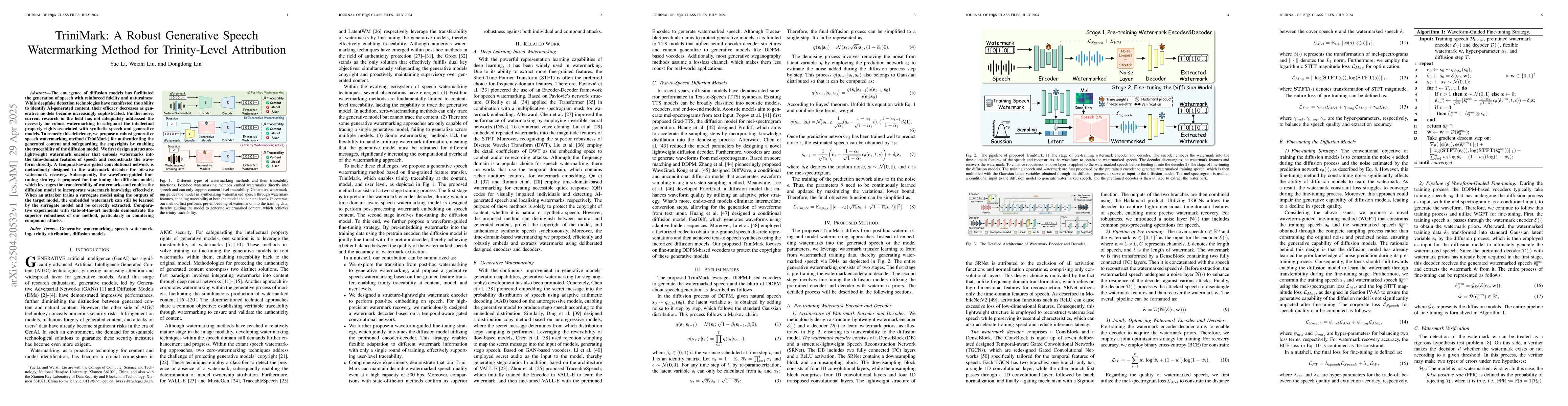 Thumbnail for TriniMark: A Robust Generative Speech Watermarking Method for
  Trinity-Level Attribution
