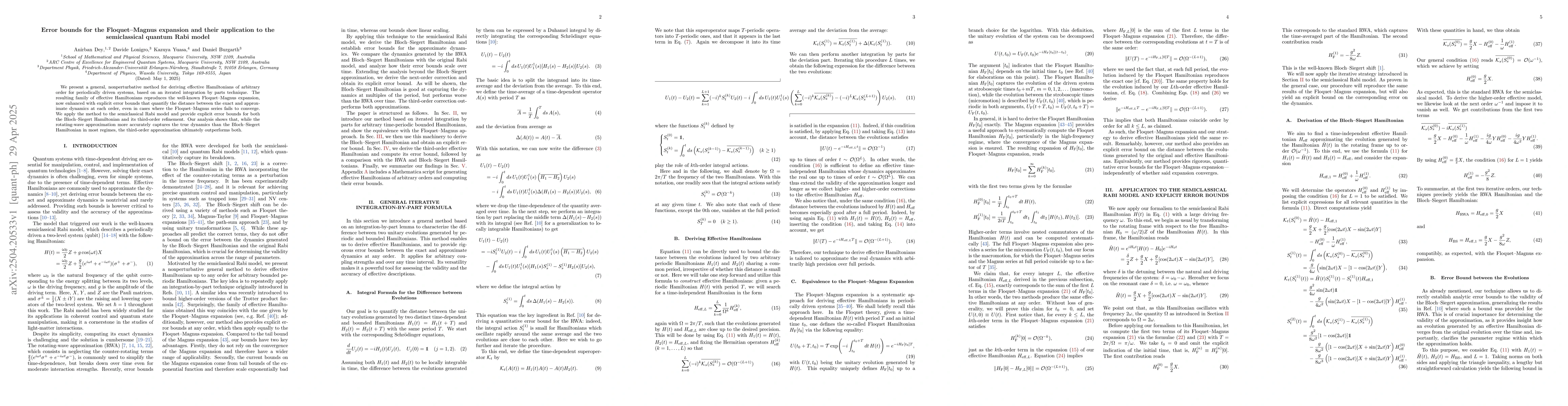 Thumbnail for Error bounds for the Floquet-Magnus expansion and their application to
  the semiclassical quantum Rabi model