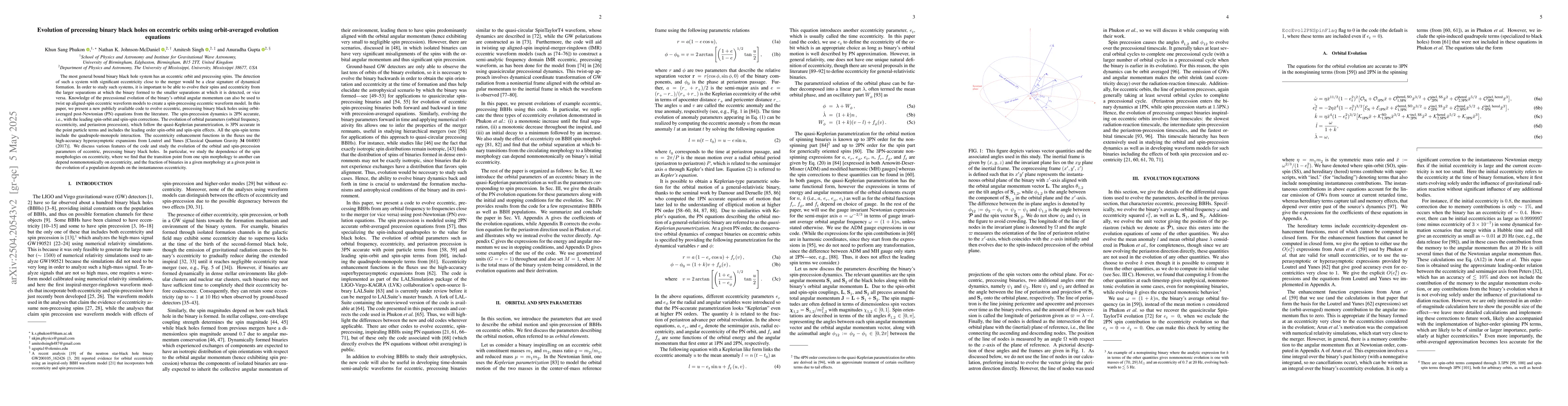 Thumbnail for Evolution of precessing binary black holes on eccentric orbits using
  orbit-averaged evolution equations
