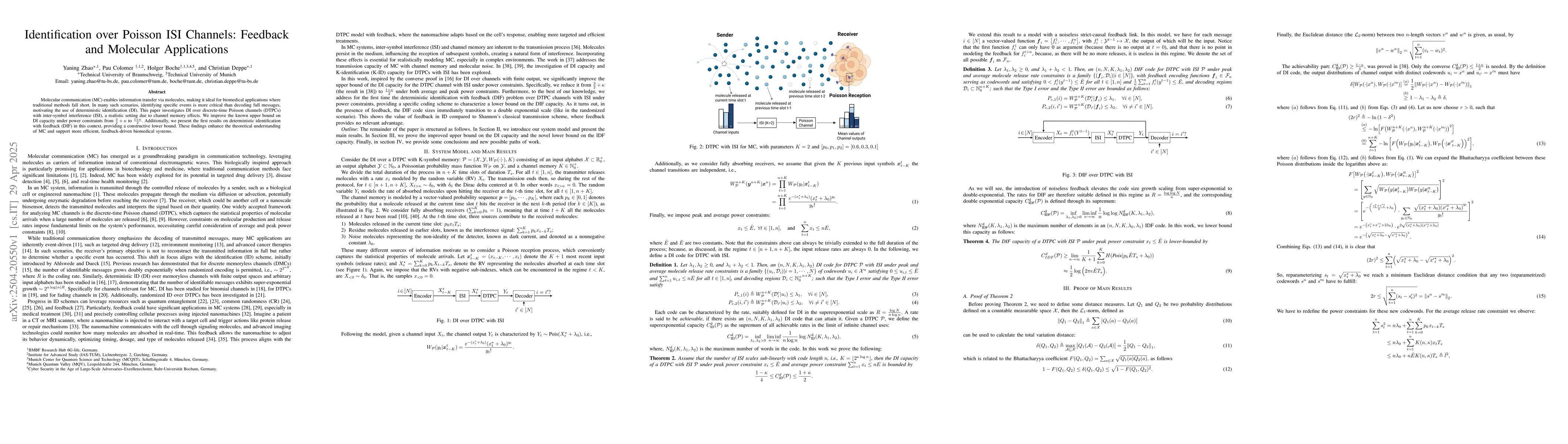Thumbnail for Identification over Poisson ISI Channels: Feedback and Molecular
  Applications