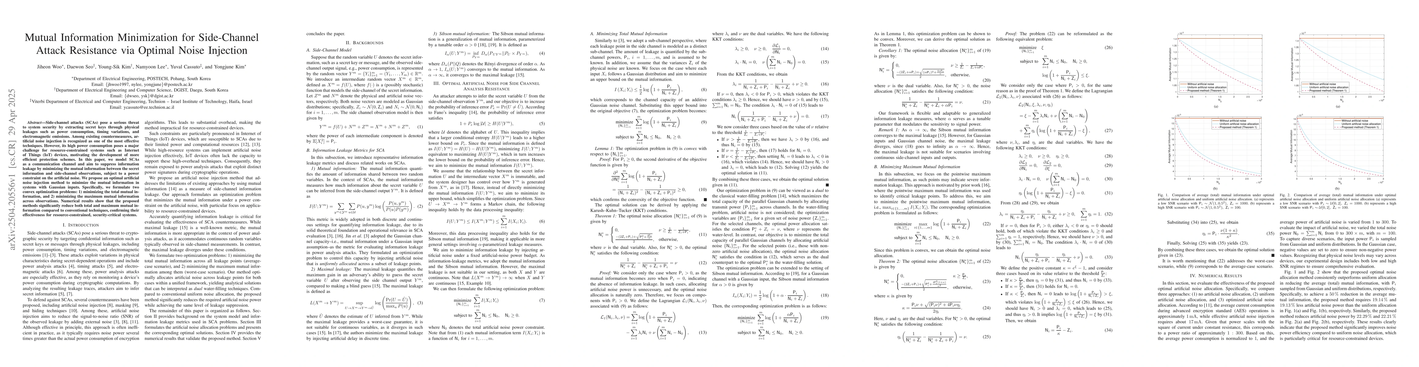 Thumbnail for Mutual Information Minimization for Side-Channel Attack Resistance via
  Optimal Noise Injection