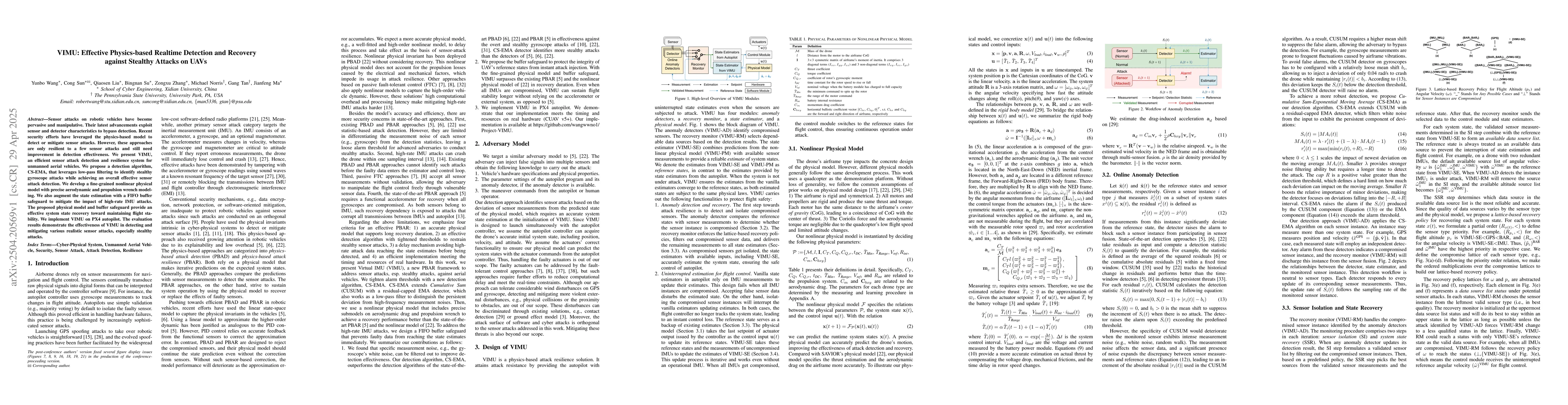 Thumbnail for VIMU: Effective Physics-based Realtime Detection and Recovery against
  Stealthy Attacks on UAVs