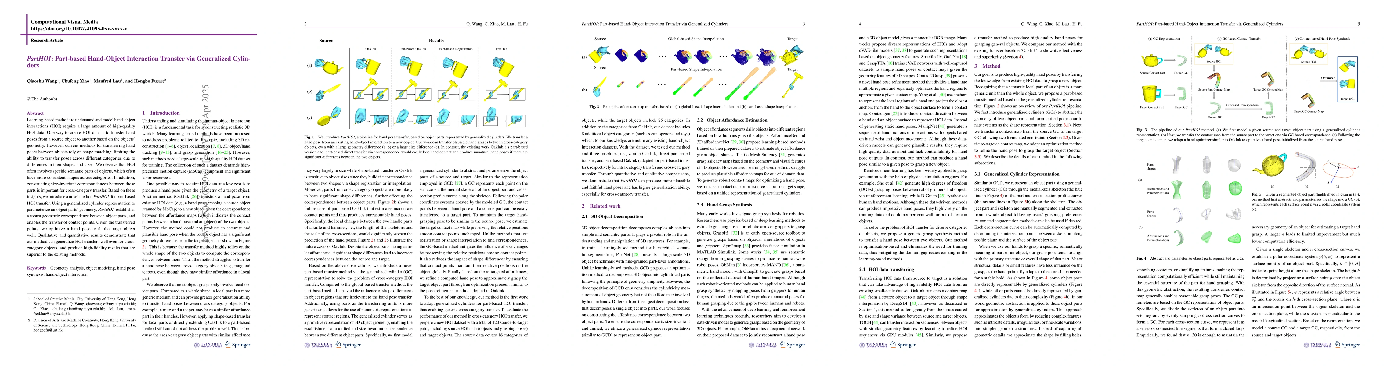 Thumbnail for PartHOI: Part-based Hand-Object Interaction Transfer via Generalized
  Cylinders