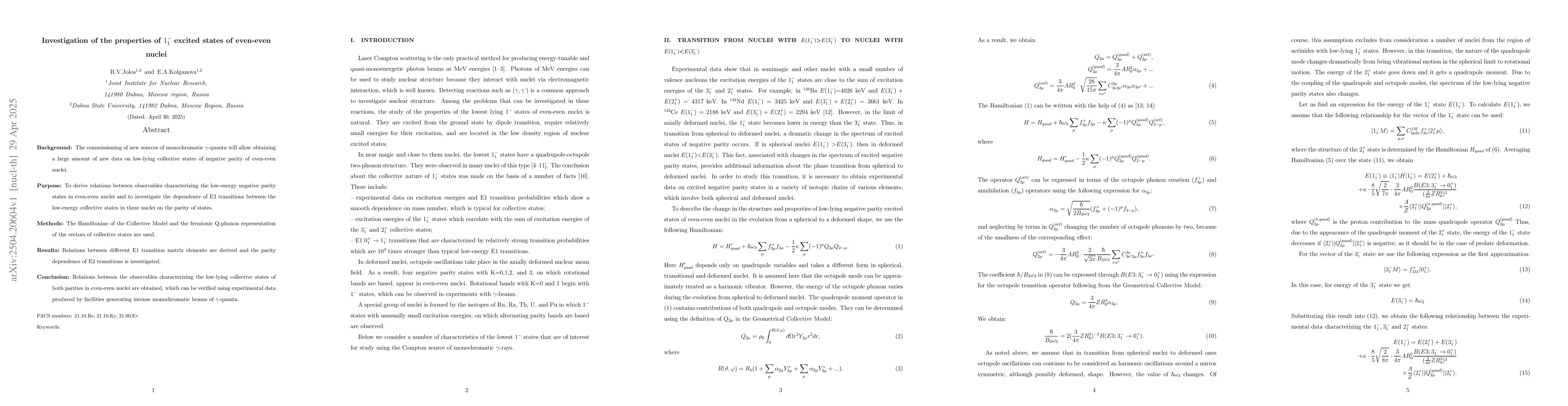 Thumbnail for Investigation of the properties of $1^-_1$ excited states of even-even
  nuclei